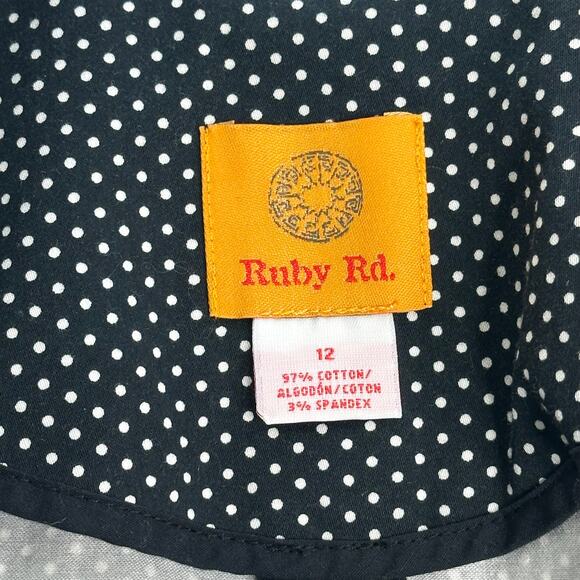 Ruby Rd Black/White Polka Dot 3/4 Sleeve Blazer Suit Jacket Career Womens Sz 12 - Picture 9 of 12